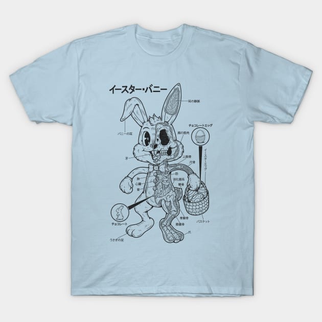 EASTER BUNNY ANATOMY - LINES T-Shirt by Firebrander